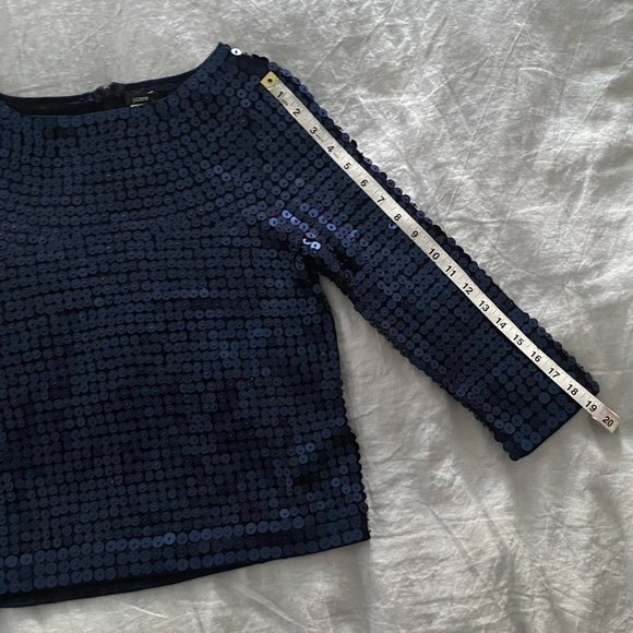 NWT J.Crew Navy Sequin Long-Sleeve Top - Picture 9 of 12